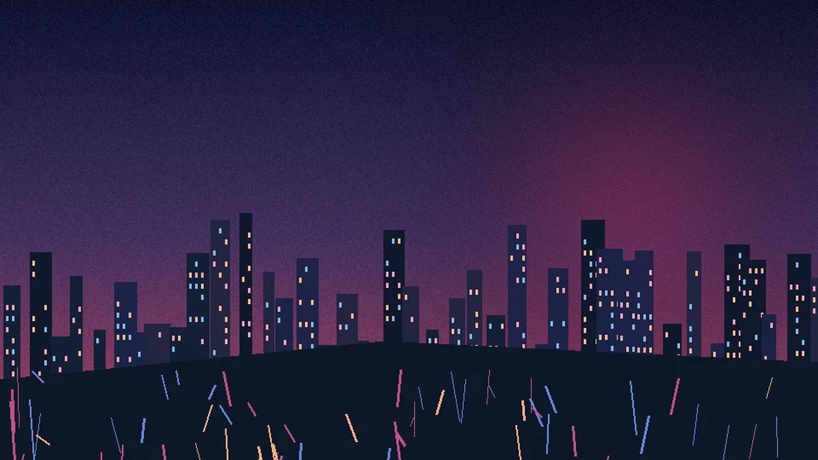 Illustration of a city at night